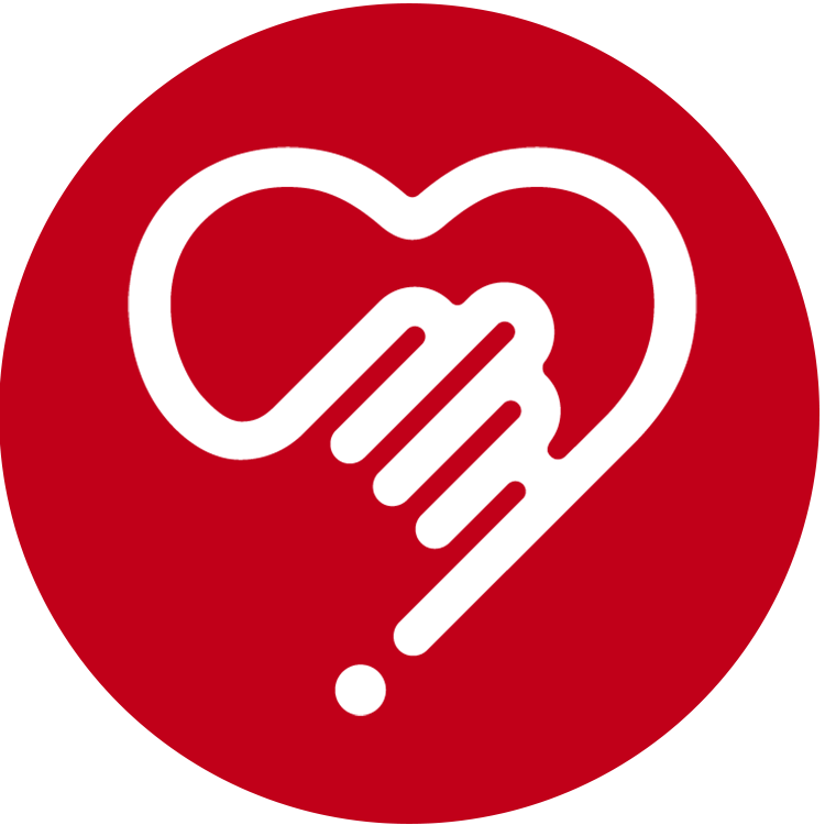 Das Symbol für den Köhler Transfer-Wert Engagiert zeigt eine Hand auf einem Herz. Hand und Herz fließen ineinander.